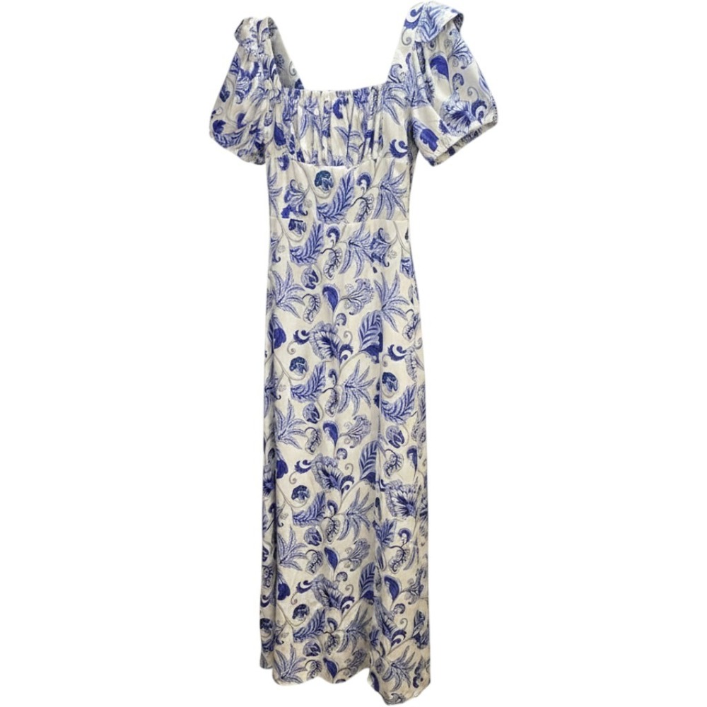Boohoo Floral Puff Sleeve Maxi Dress Womens 6 Slit Milkmaid Victorian Romantic